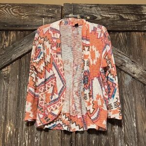 Geometric Patterned Orange cardigan